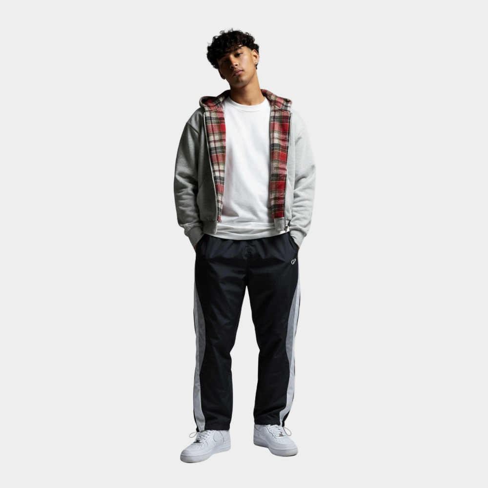 Checkered Inside Out Zipper - Gray