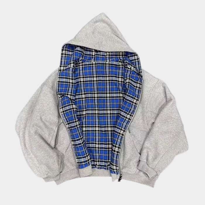 Checkered Inside Out Zipper - Red