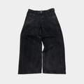 Embroidered Striped Baggy Jeans - Blue