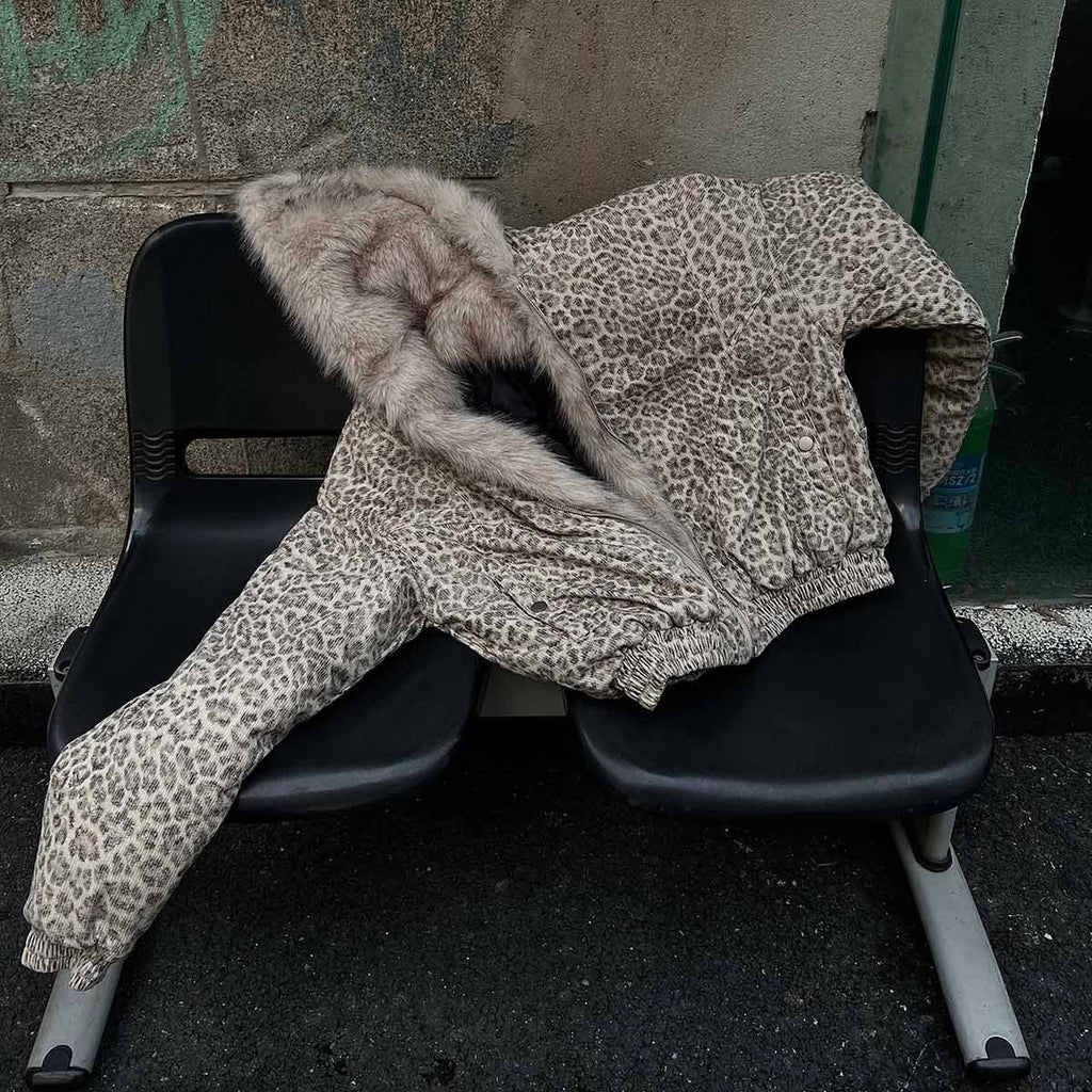 Cotton Cheetah Print Mink Fur Hooded Jacket - 2270
